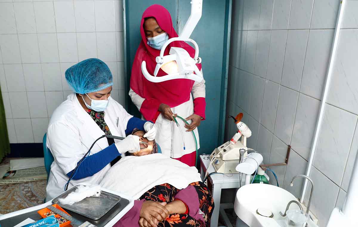 Ad-din Hospital Kustia patient getting dental treatment